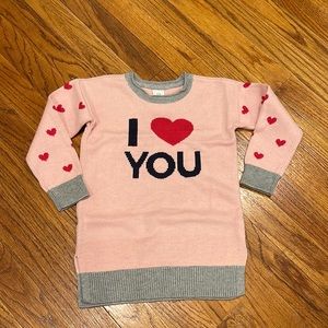 NWT Gap I Heart You pink and gray Sweater Dress